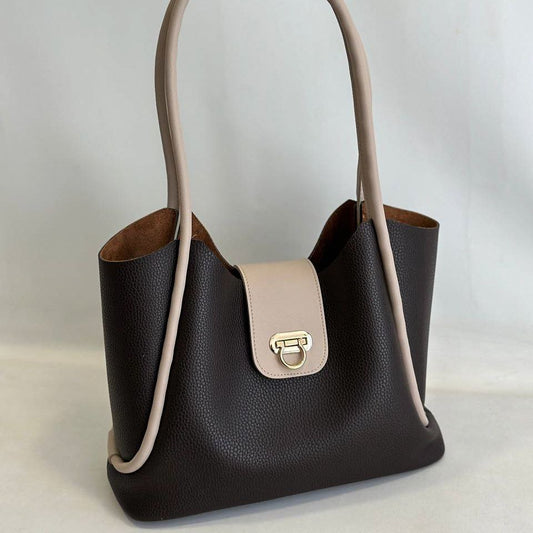 Women's black with beige shopper