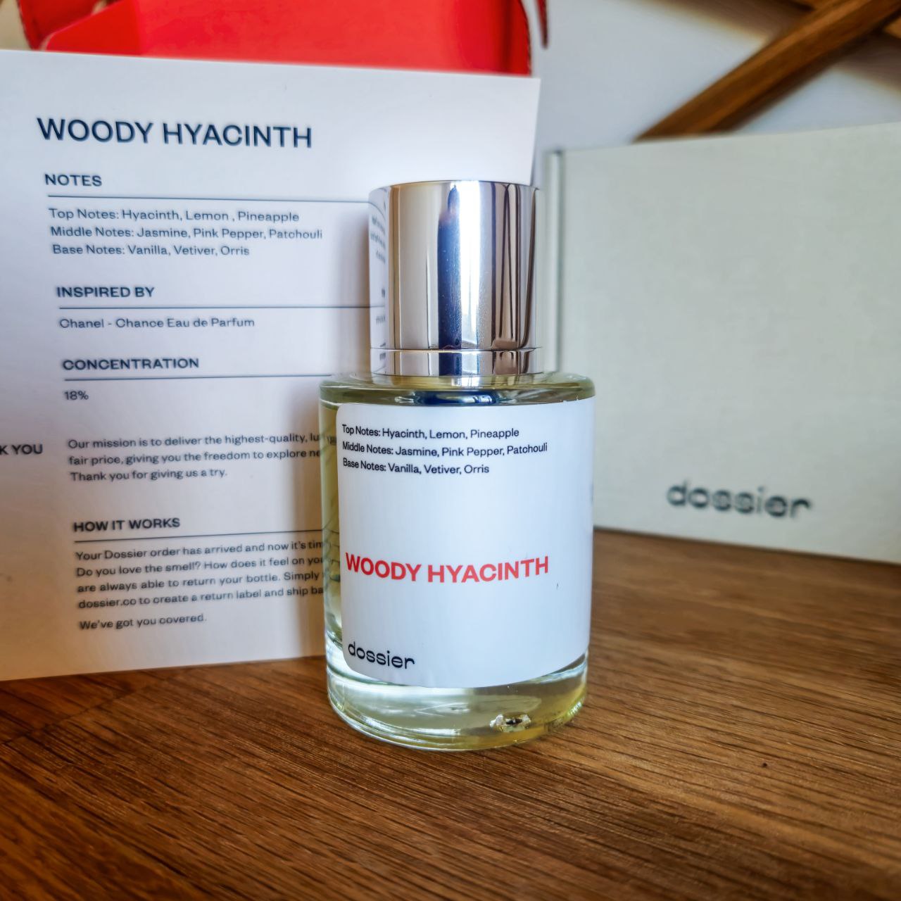 Woody Hyacinth Dossier Eau de Parfum. Size: 50ml