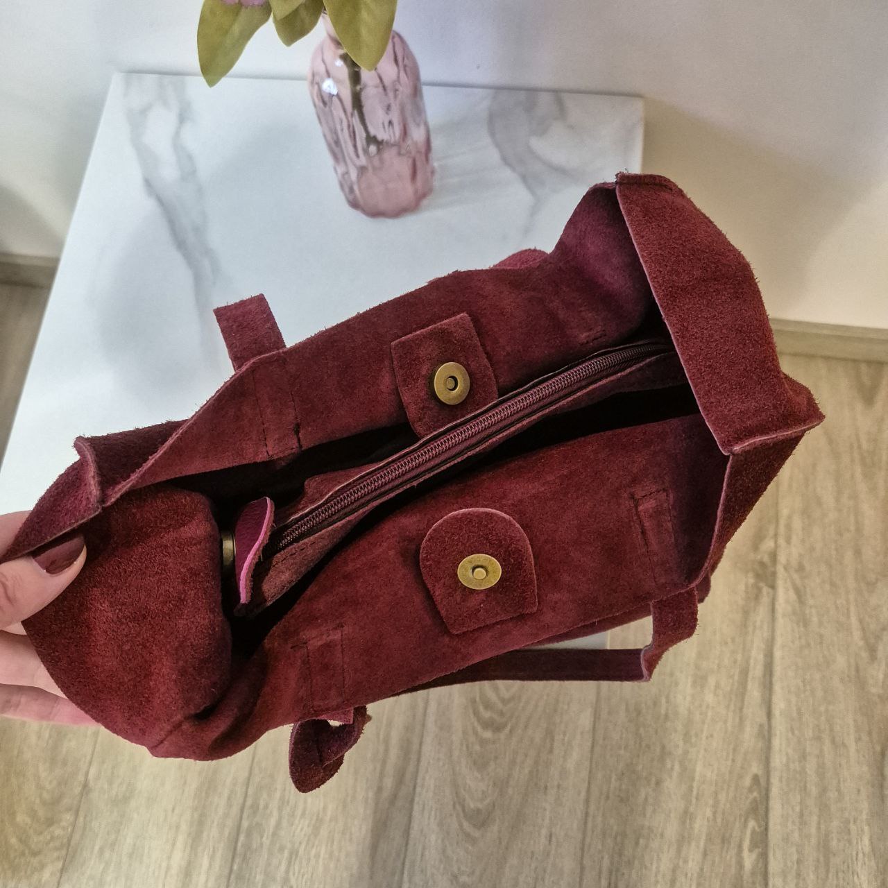 Women's natural suede shopper